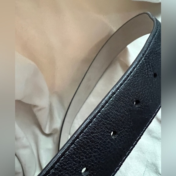 Black Genuine Leather Silver Double Loop Buckle Preppy Prep Statement Belt - Picture 9 of 10